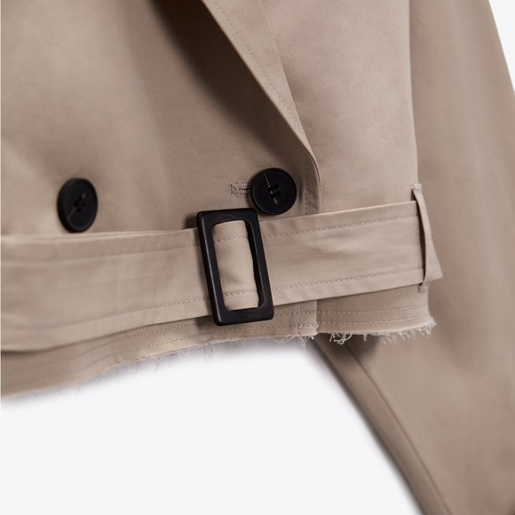 Zara Cropped Oversized Trench Coat Jacket - Picture 9 of 13
